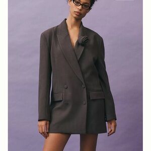 Anthropologie Charcoal Double-Breasted Blazer dress